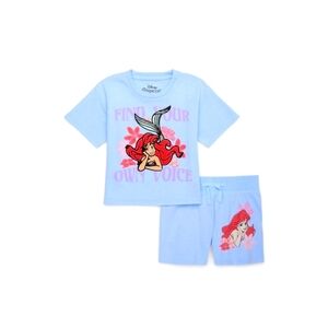 Little Mermaid Girls Tee with Short Sleeves and Shorts Set, sz 7/8 NWT